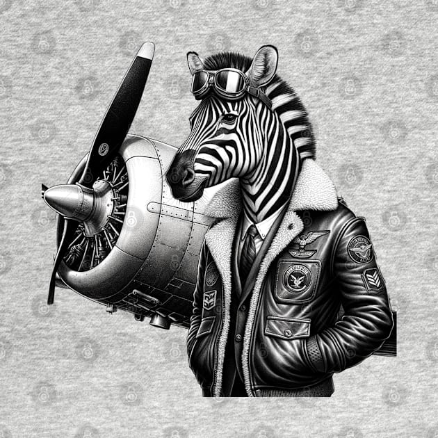 Funny Zebra Pilot by Merchweaver